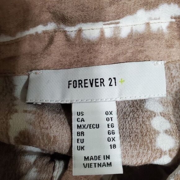 Forever 21 Brown & White Striped Button Down Shirt (0X) - Picture 5 of 5